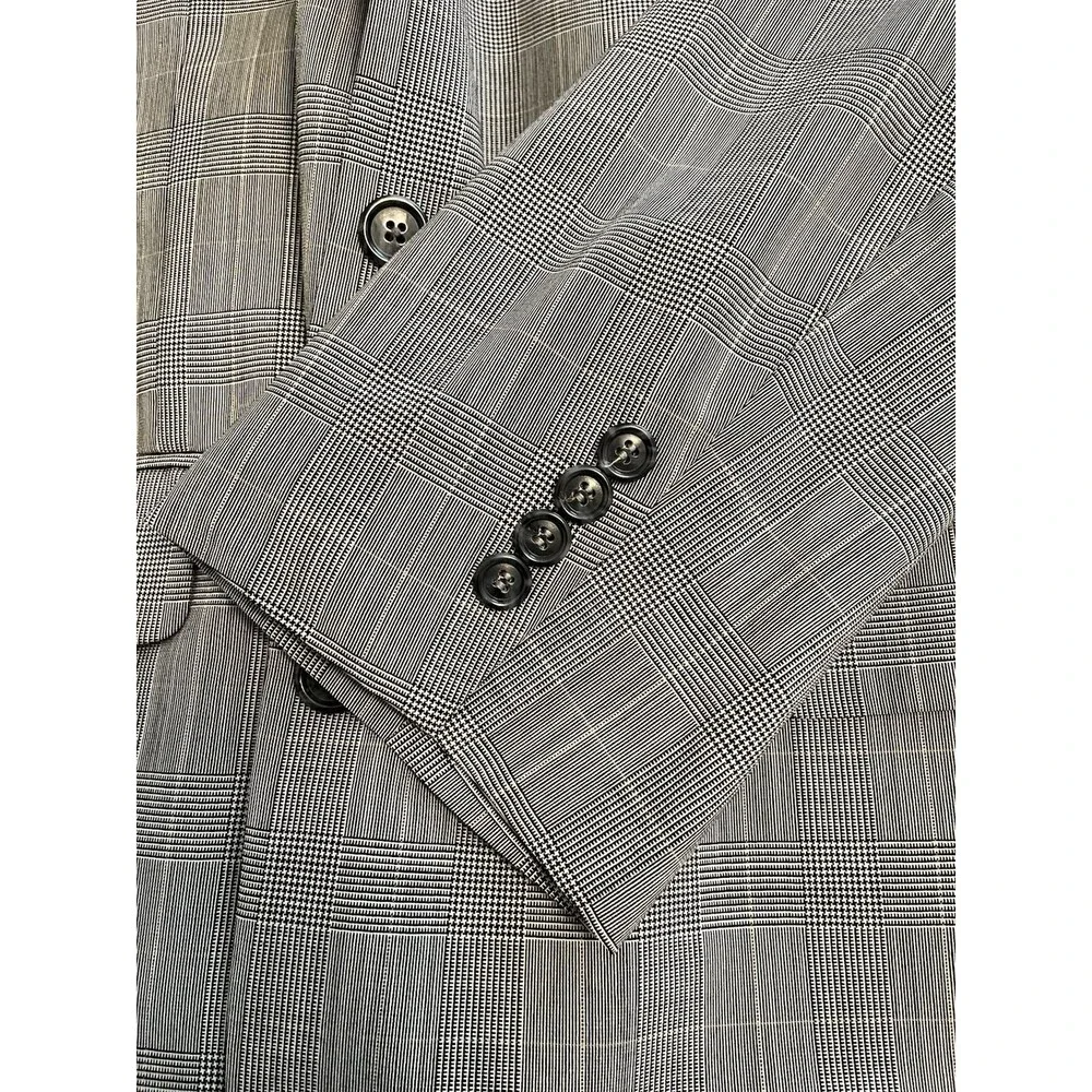 Jos. A Bank Men’s 46L Wool Grey Glen Plaid Blazer Jacket Coat